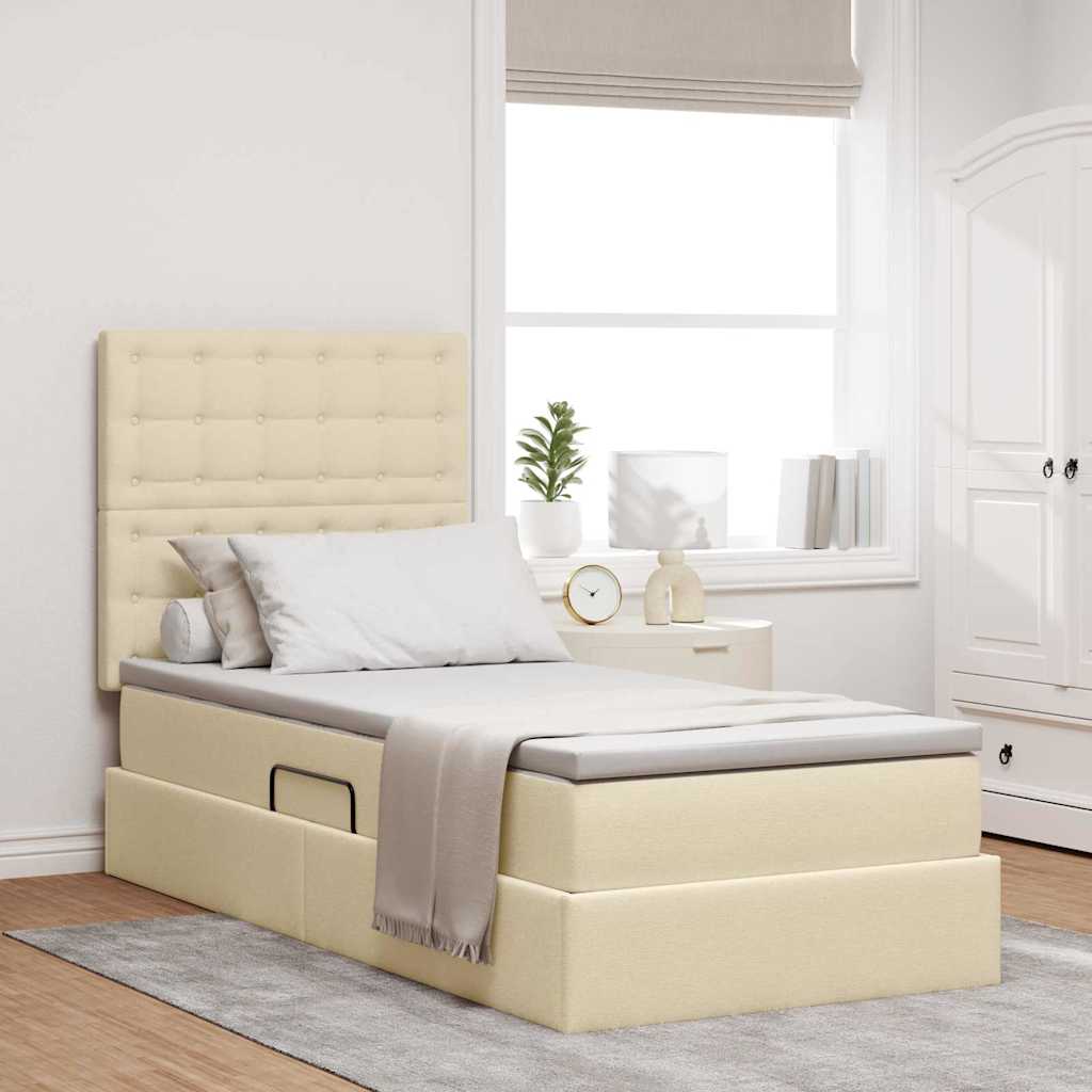 Opslag bed met matras met matras Crème 100 x 200 cm Polyester is nu te koop bij PeponiXL, paradijselijk wonen!