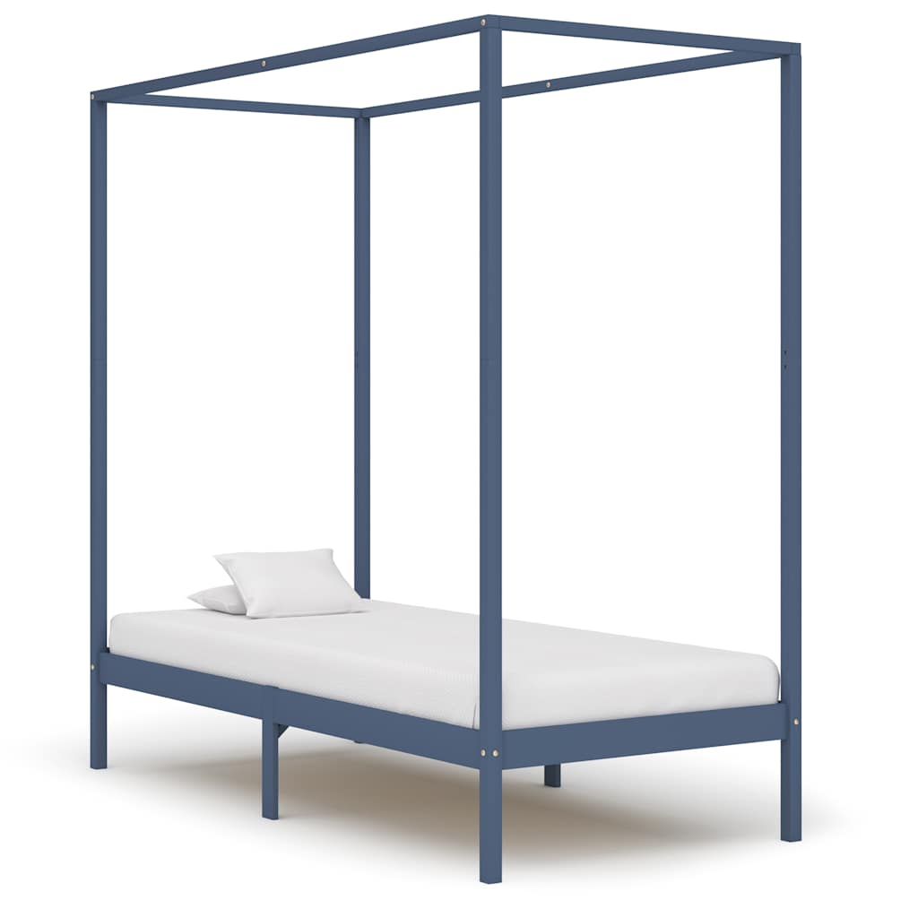 Hemelbedframe massief grenenhout grijs 100x200 cm is nu te koop bij PeponiXL, paradijselijk wonen!