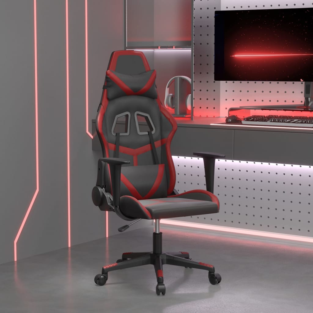 Gamestoel kunstleer zwart en wijnrood is nu te koop bij PeponiXL, paradijselijk wonen!