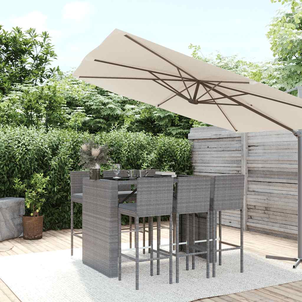 7-delige Tuinbarset met kussens poly rattan grijs is nu te koop bij PeponiXL, paradijselijk wonen!