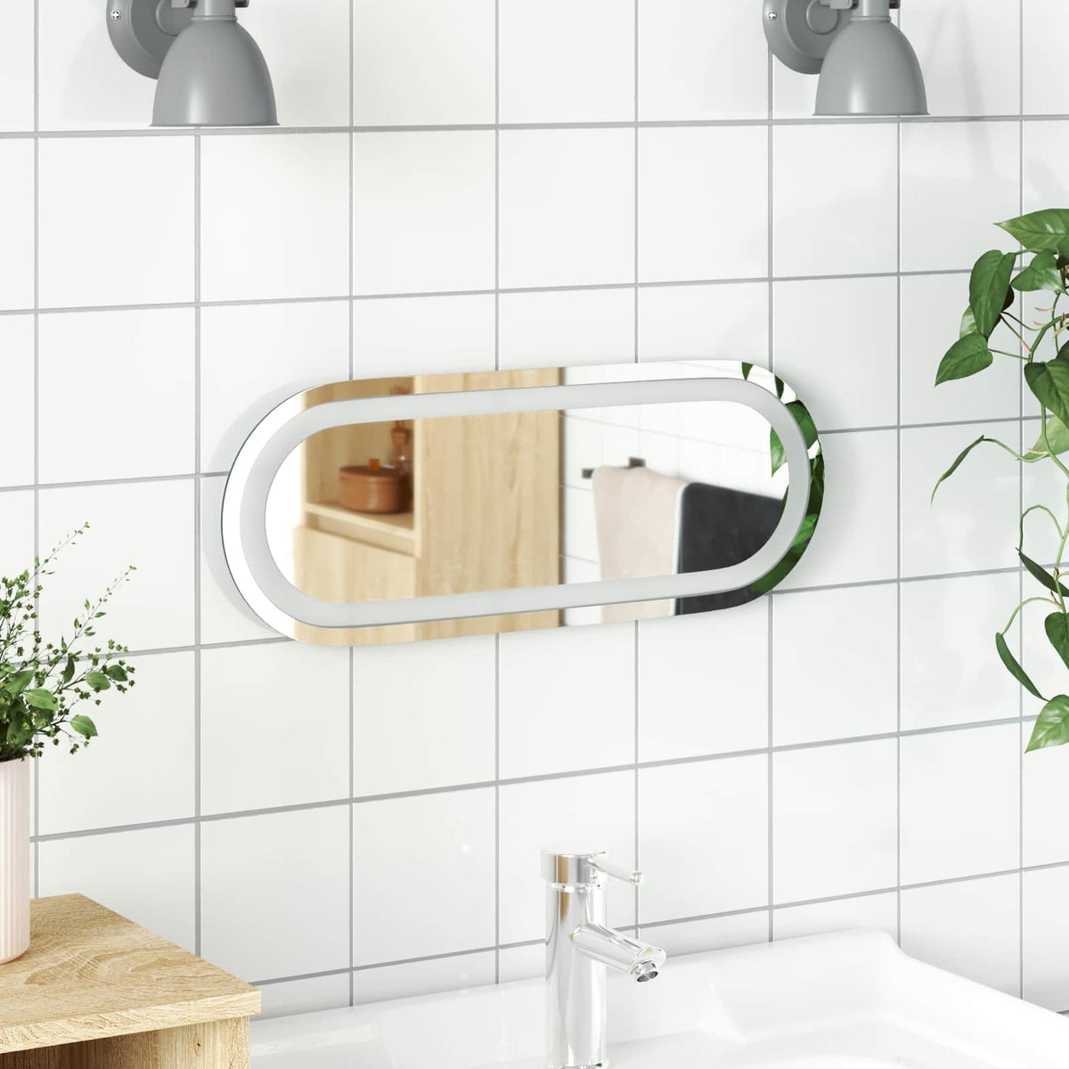 LED Badkamer Spiegel Transparant 40 x 15 cm gehard glas is nu te koop bij PeponiXL, paradijselijk wonen!