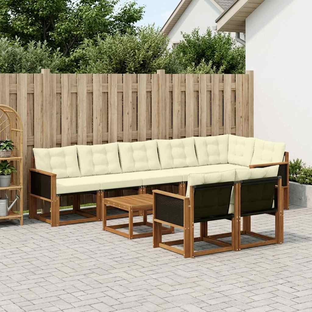 Buiten bankenset met kussen 9 pcs Natuurlijk en Crème is nu te koop bij PeponiXL, paradijselijk wonen!