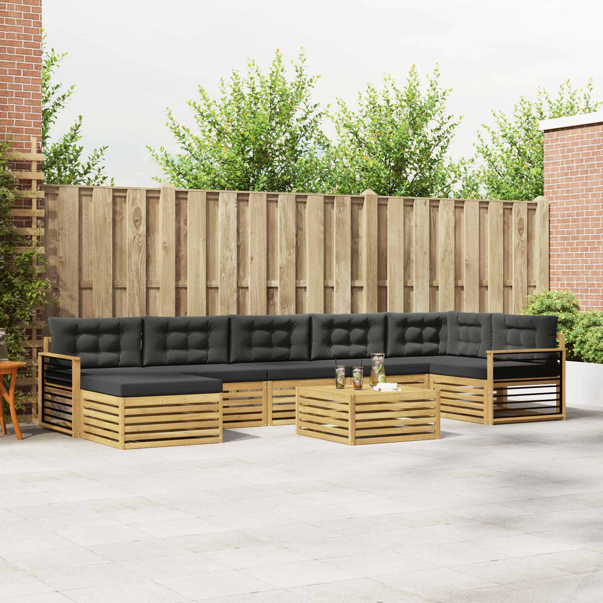 Buiten bankenset met kussen 8 pcs Wit en antracietkleurig is nu te koop bij PeponiXL, paradijselijk wonen!