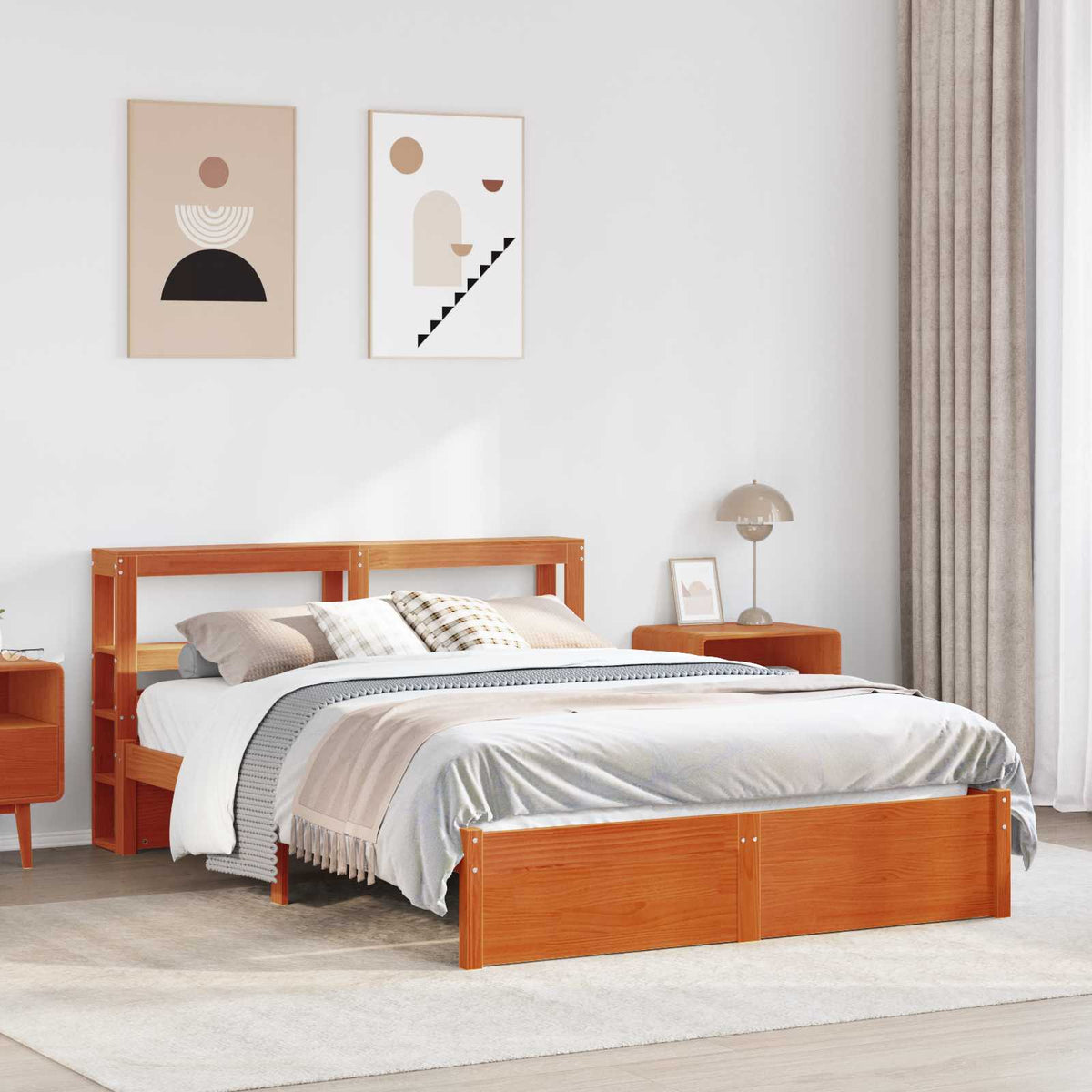 Bedframe met hoofdeinde Wasbruin 150 x 200 cm Massief Vurenhout is nu te koop bij PeponiXL, paradijselijk wonen!
