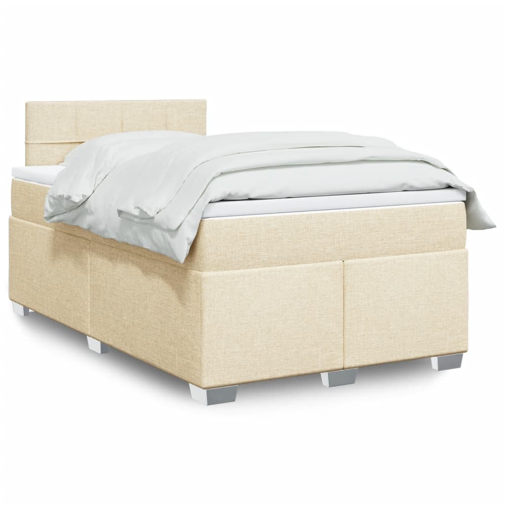Boxspring met matras stof crèmekleurig 120x200 cm is nu te koop bij PeponiXL, paradijselijk wonen!