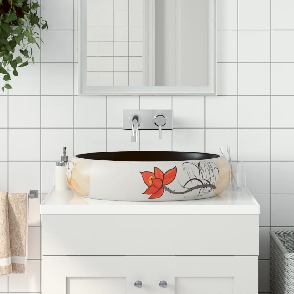 Opzetwasbak ovaal 59x40x15 cm keramiek meerkleurig is nu te koop bij PeponiXL, paradijselijk wonen!