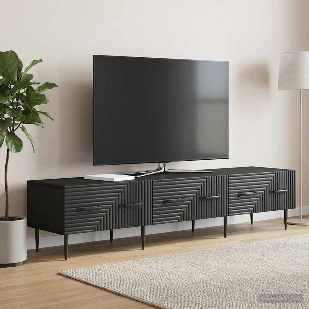 TV-kast met lade Zwart 147 x 34,5 x 30 cm Bewerkt hout is nu te koop bij PeponiXL, paradijselijk wonen!