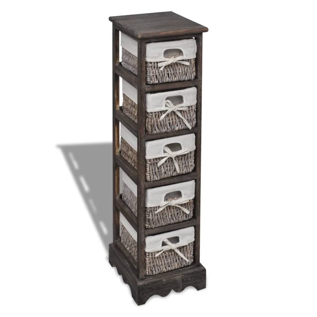 Opbergkast met 5 weefmanden hout bruin is nu te koop bij PeponiXL, paradijselijk wonen!