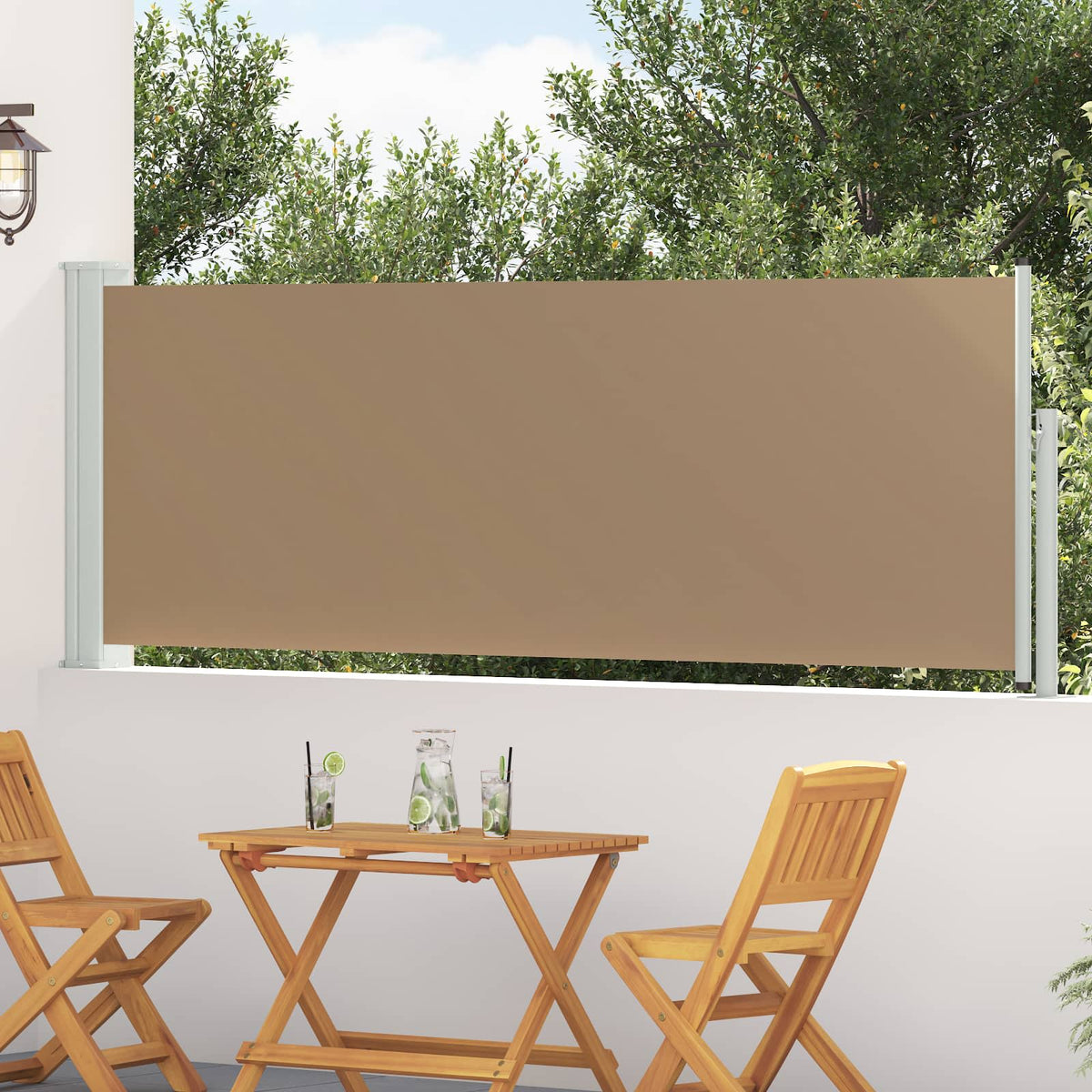 Uittrekbaar Zijscherm Taupe 500 x 100 cm Polyester is nu te koop bij PeponiXL, paradijselijk wonen!