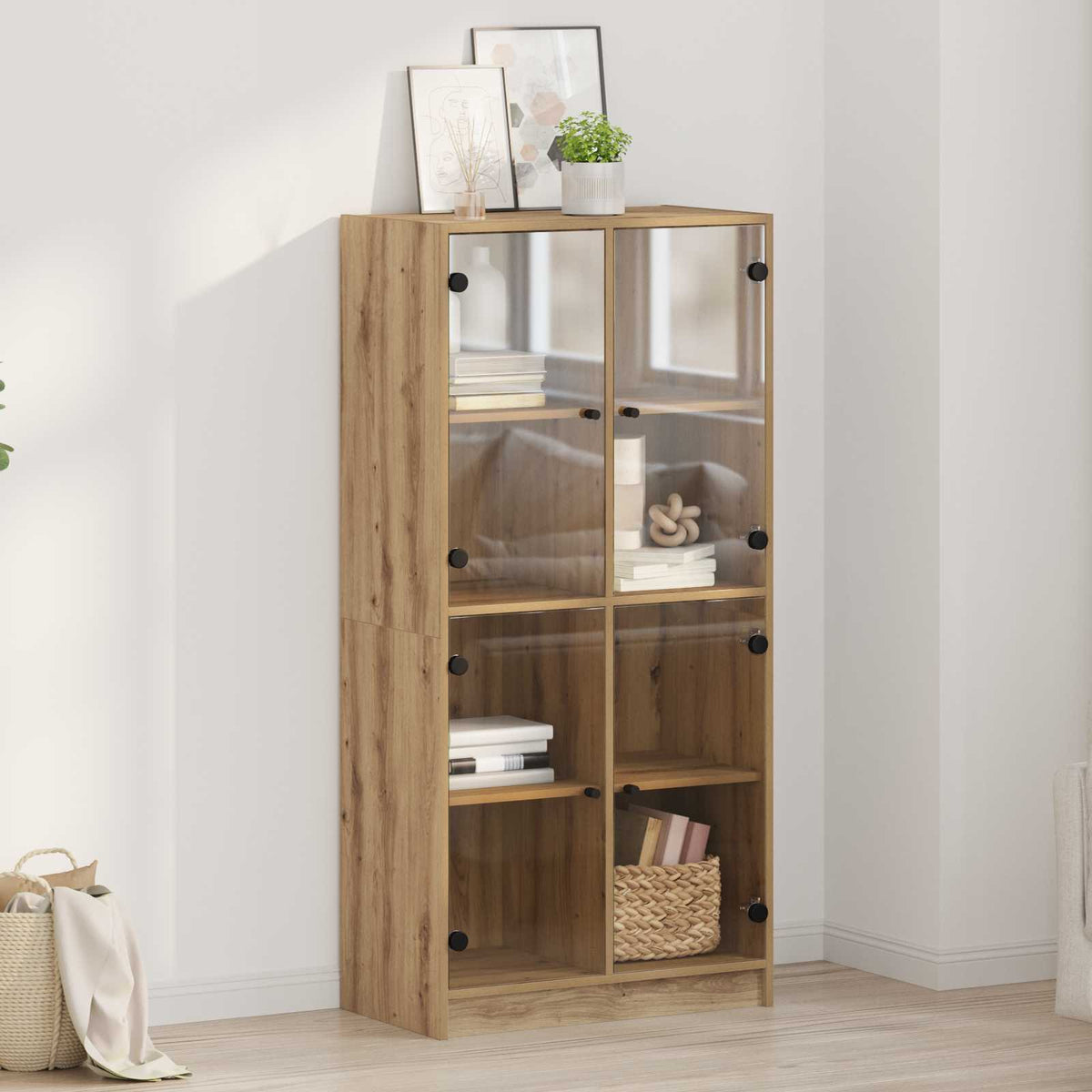 Highboard Artisan Eiken 68 x 37 x 142 cm Bewerkt hout is nu te koop bij PeponiXL, paradijselijk wonen!
