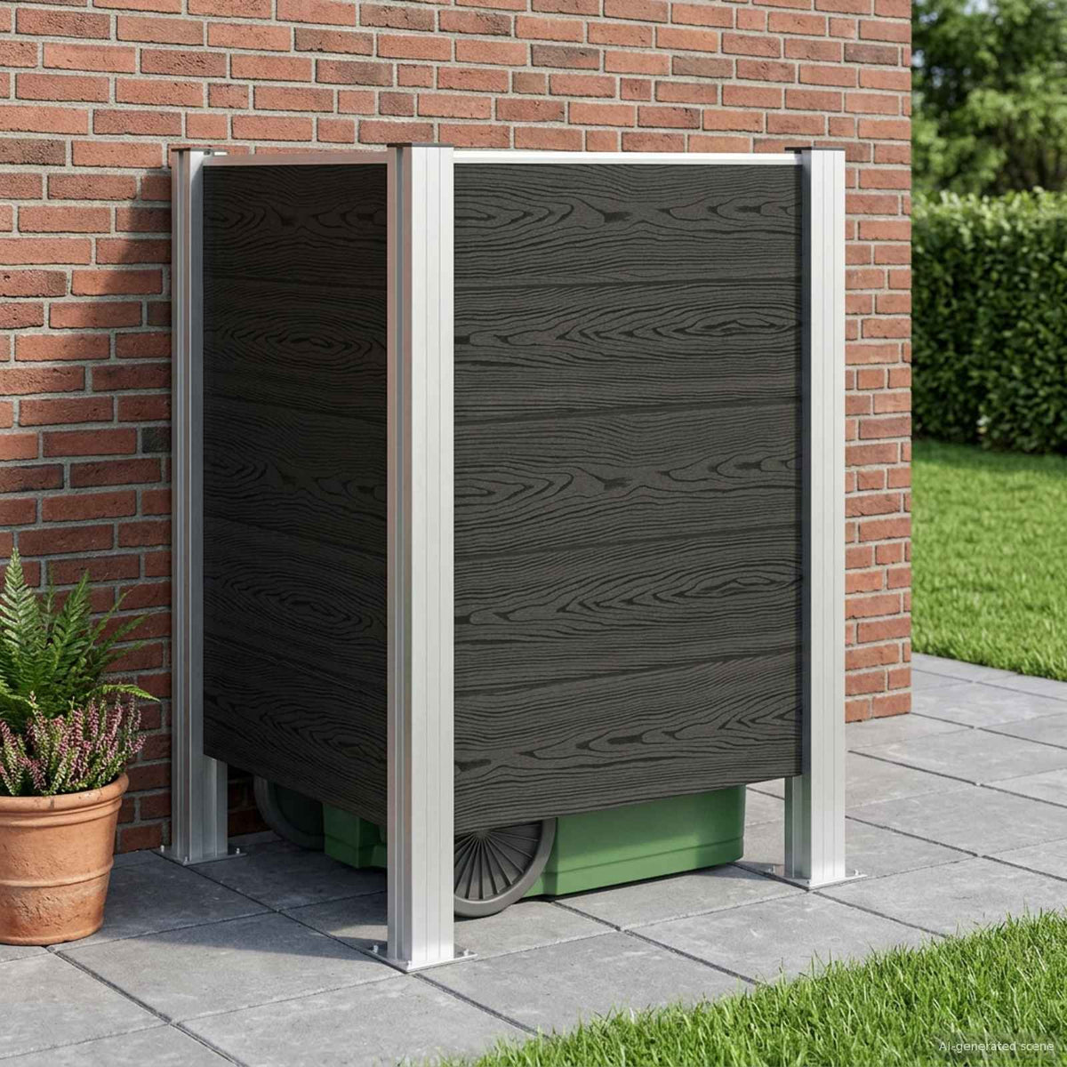 Afvalbak Schutting Grijs 85 x 85 x 115 cm Aluminium en WPC is nu te koop bij PeponiXL, paradijselijk wonen!