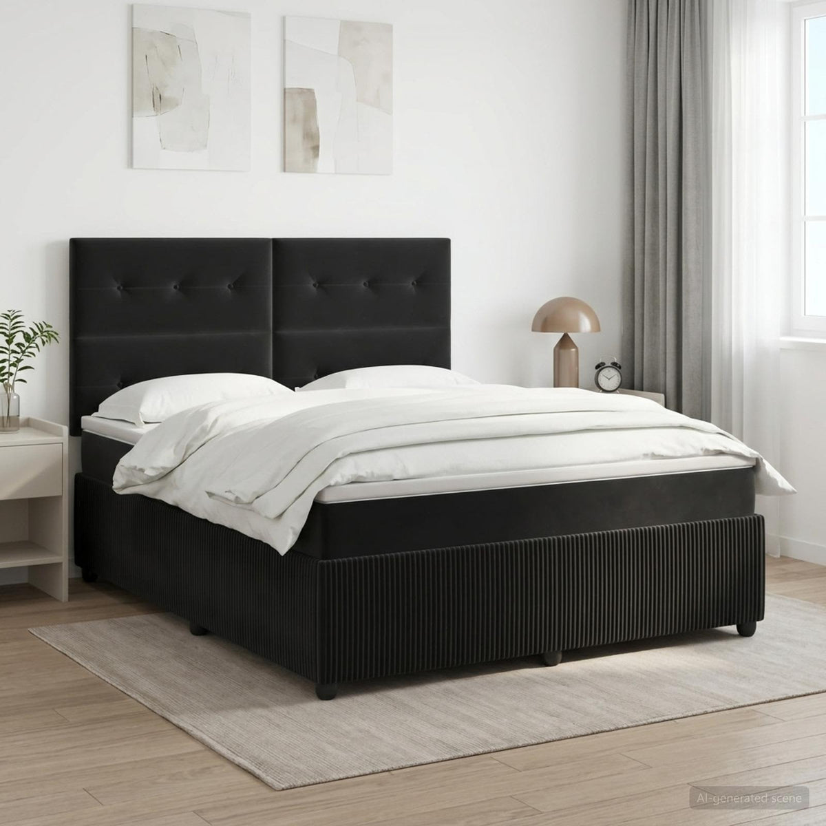 Boxspringbed met matras Zwart 140 x 200 cm Fluweel is nu te koop bij PeponiXL, paradijselijk wonen!