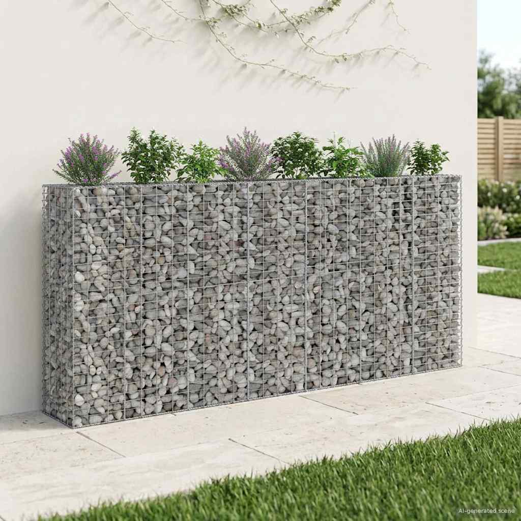 Gabion Verhoogd Bed 4 pcs Zilver 330 x 50 x 150 cm is nu te koop bij PeponiXL, paradijselijk wonen!