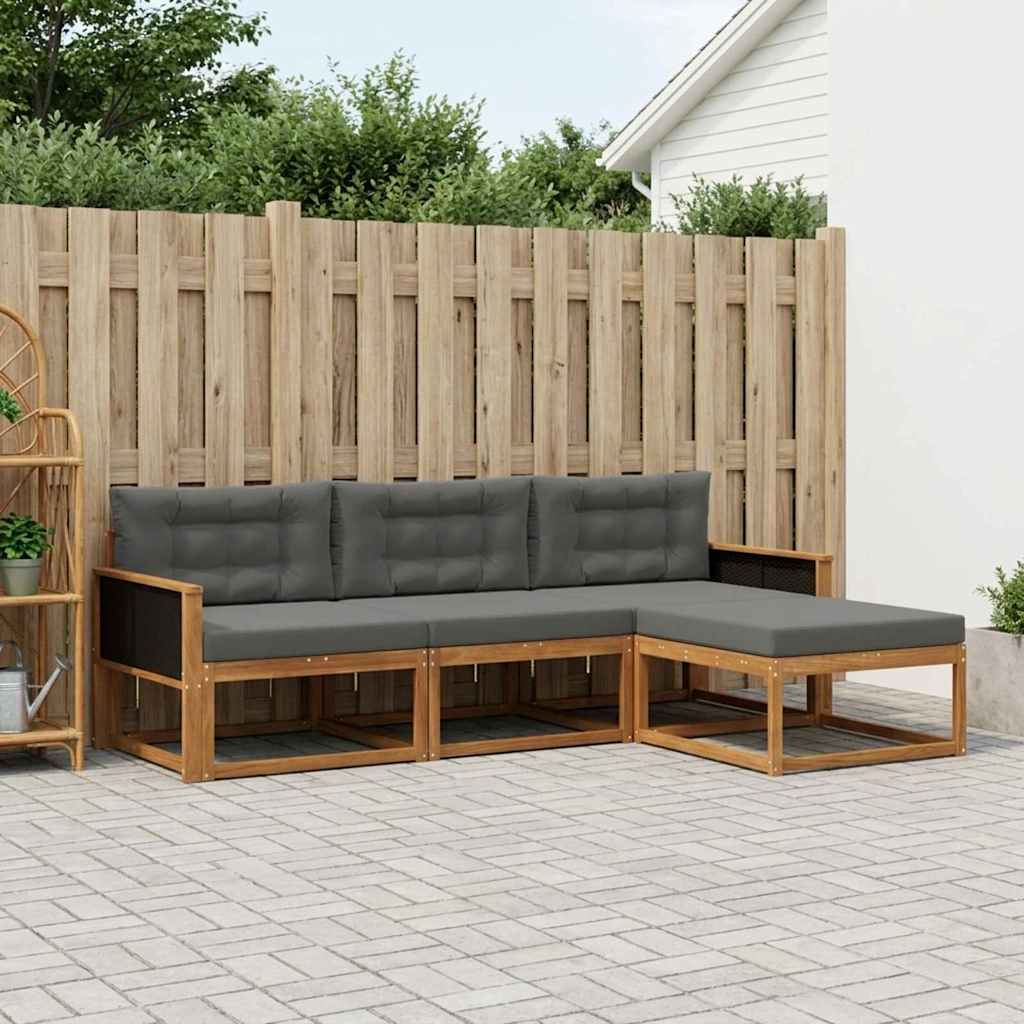 Buiten bankenset met kussen 4 pcs Natuurlijk en Antraciet is nu te koop bij PeponiXL, paradijselijk wonen!