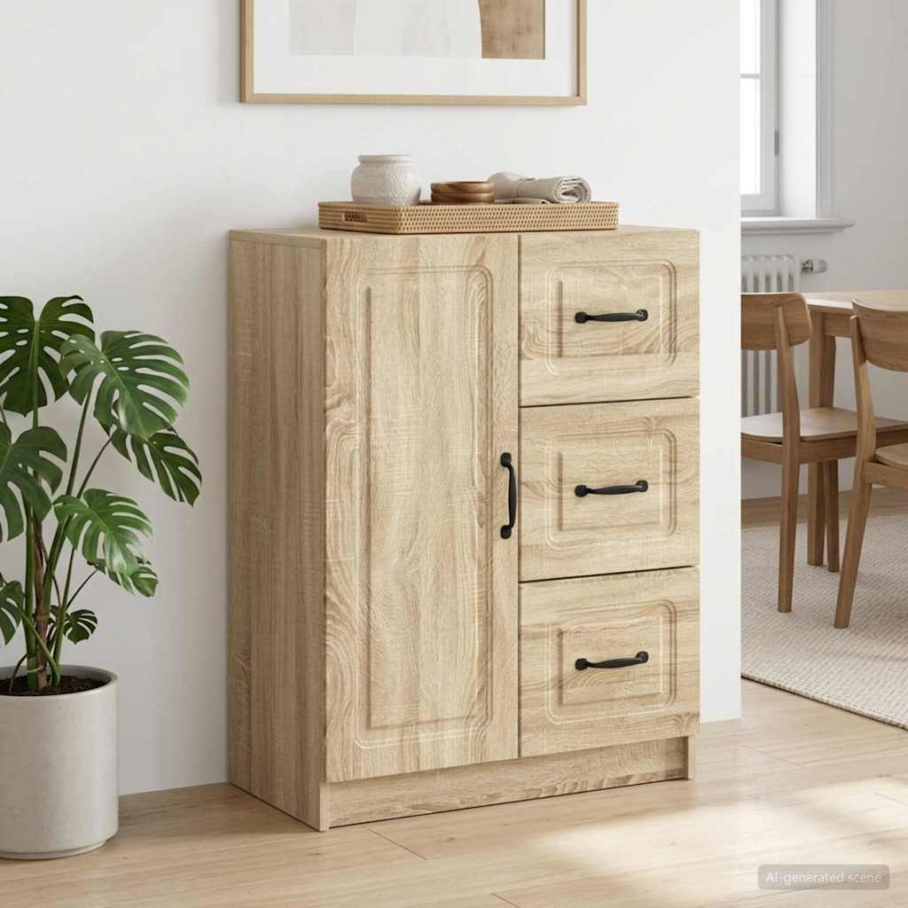 Dressoir met lade Sonoma Eiken 66 x 34,5 x 87 cm Bewerkt hout is nu te koop bij PeponiXL, paradijselijk wonen!