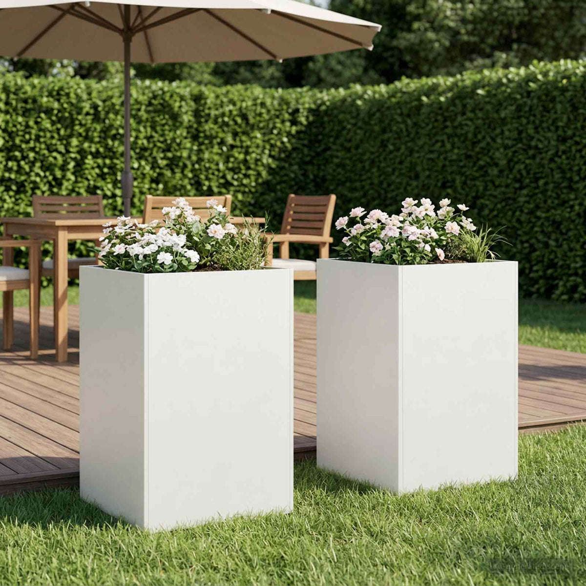 Plantenbak 2 st Wit 40 x 40 x 75 cm Koudgewalst staal is nu te koop bij PeponiXL, paradijselijk wonen!