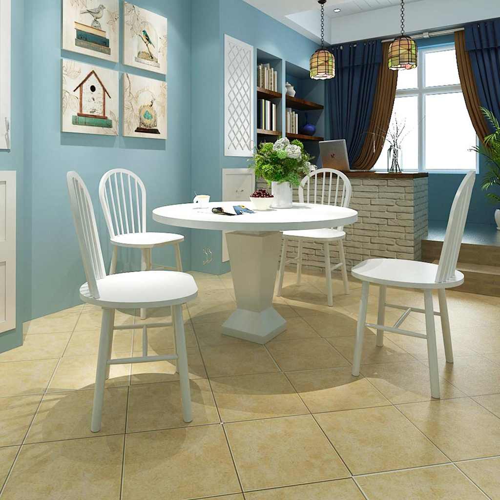 Eetkamerstoelen 4 st massief rubberwood wit is nu te koop bij PeponiXL, paradijselijk wonen!