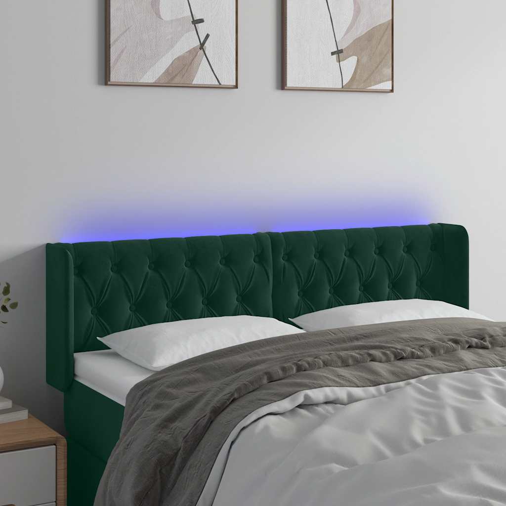 Hoofdbord LED 163x16x78/88 cm fluweel donkergroen is nu te koop bij PeponiXL, paradijselijk wonen!
