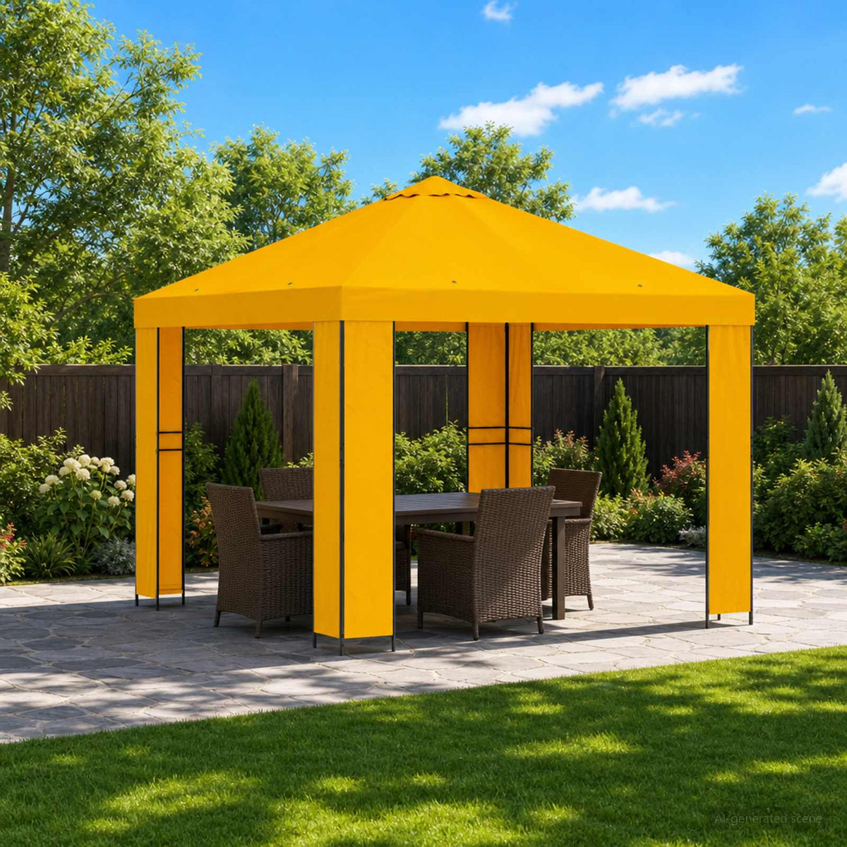 Prieel 3 x 3 m Geel Polyester en staal 190 is nu te koop bij PeponiXL, paradijselijk wonen!