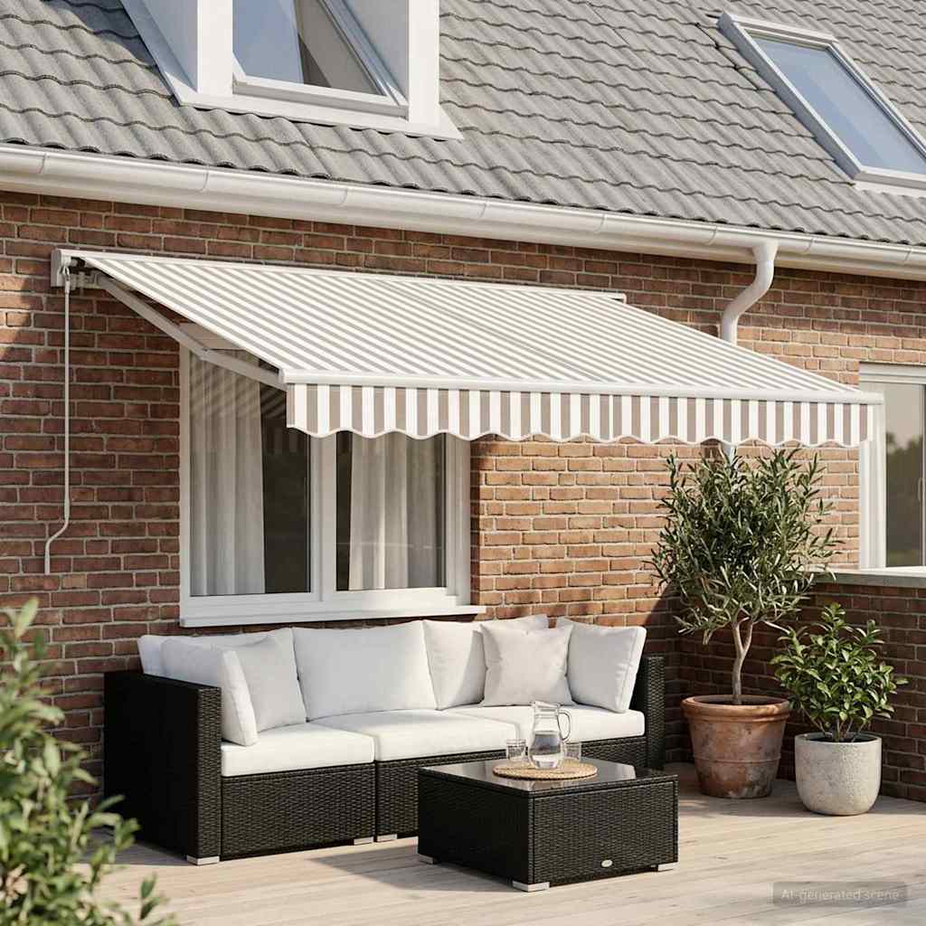Uitschuifbare luifel Lichtgrijs en wit. 3,5 x 2 m is nu te koop bij PeponiXL, paradijselijk wonen!
