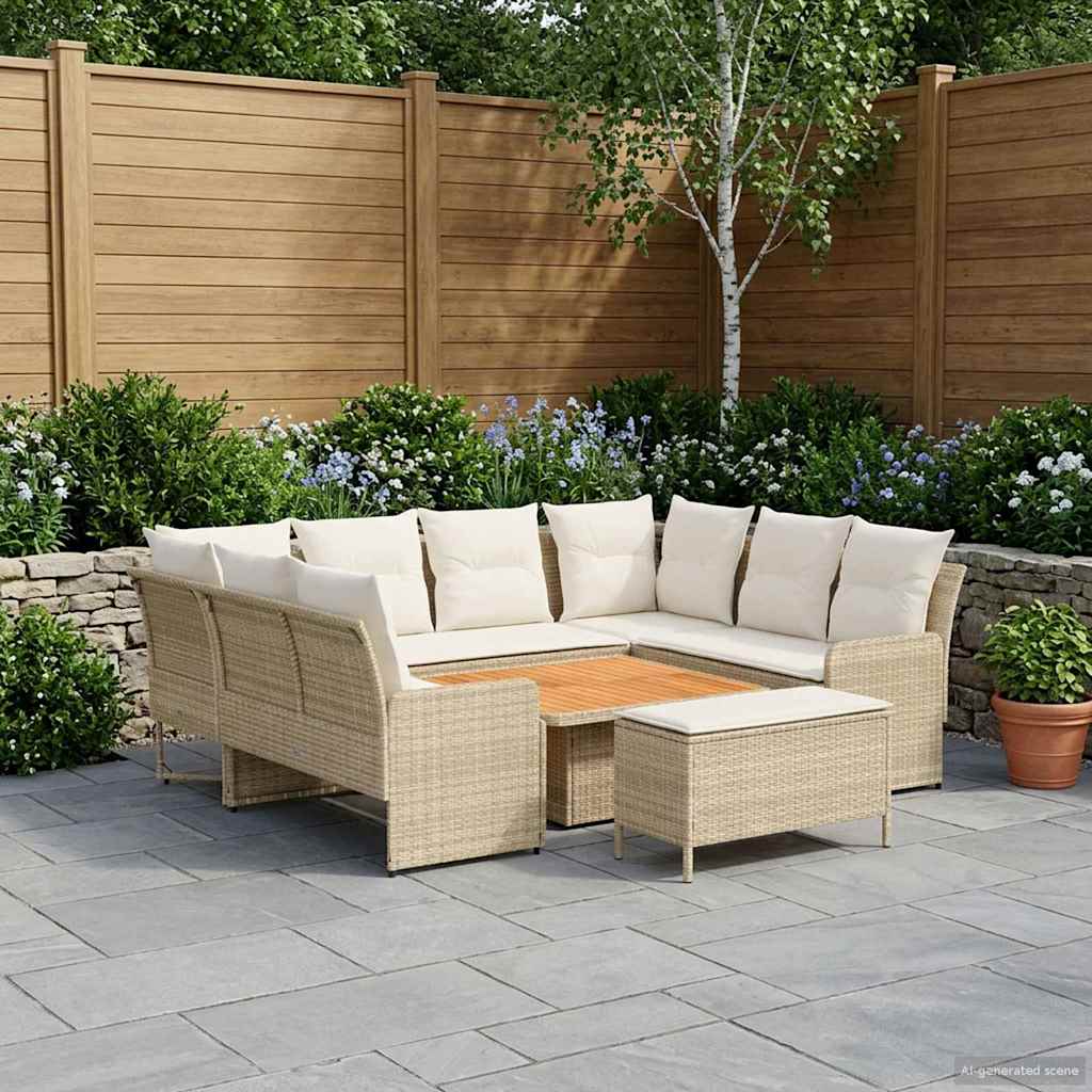 Meubelsets met kussen 7 pcs Beige en Crème PE Rattan is nu te koop bij PeponiXL, paradijselijk wonen!