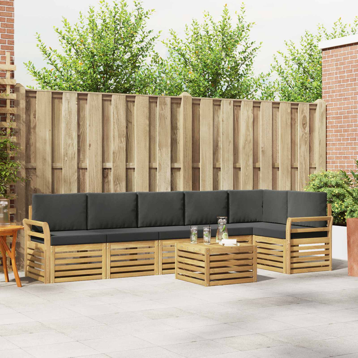 Buiten bankenset 7 pcs Wit en antracietkleurig 59 x 59 x 37 cm is nu te koop bij PeponiXL, paradijselijk wonen!