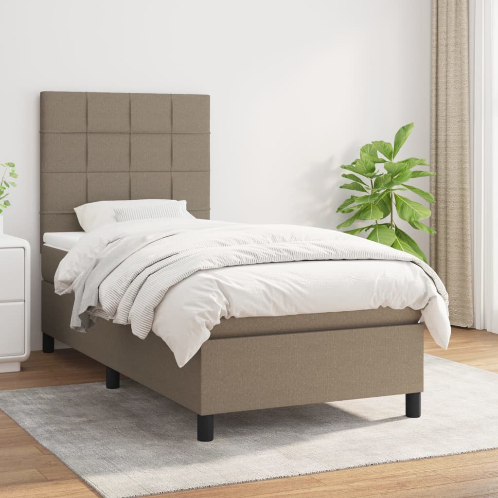 Boxspring met matras stof taupe 80x200 cm is nu te koop bij PeponiXL, paradijselijk wonen!