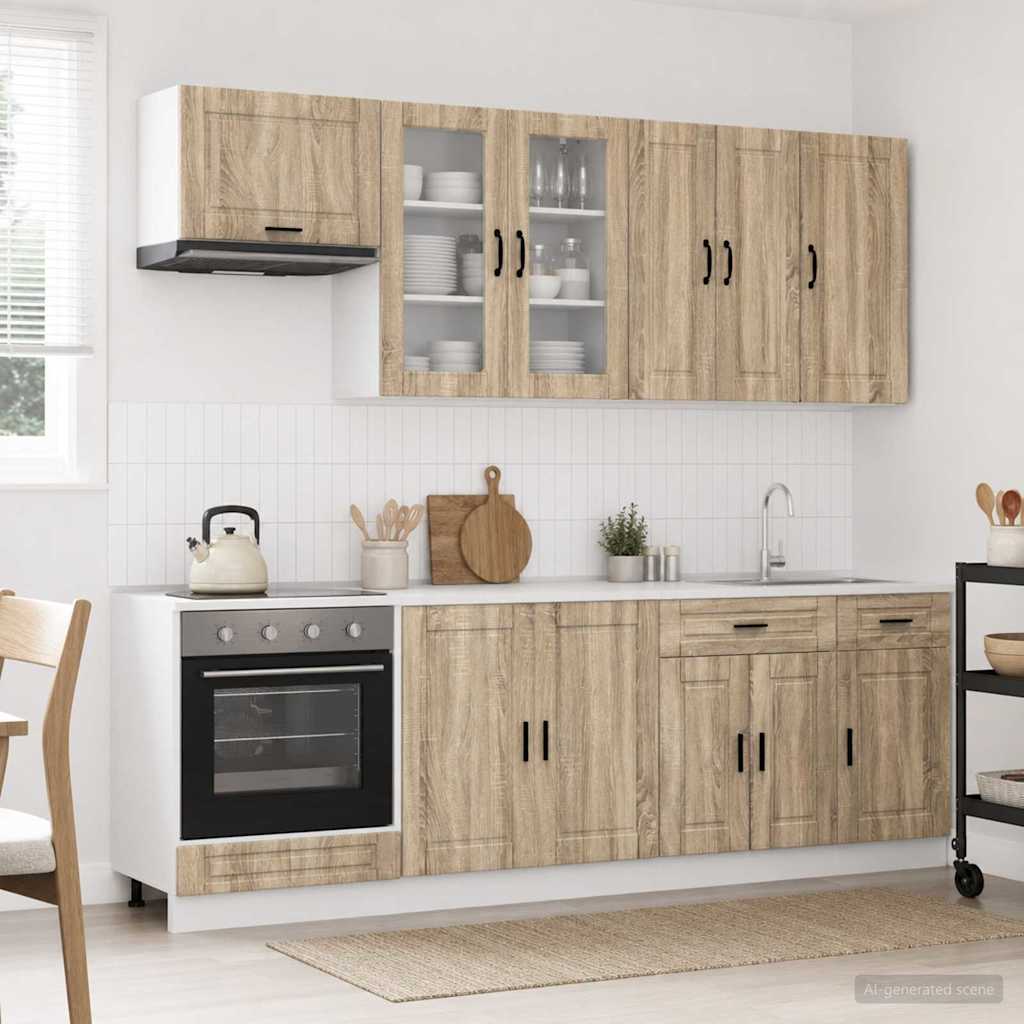 Keukenblok PORTO 8 pcs Sonoma Eiken Bewerkt hout is nu te koop bij PeponiXL, paradijselijk wonen!