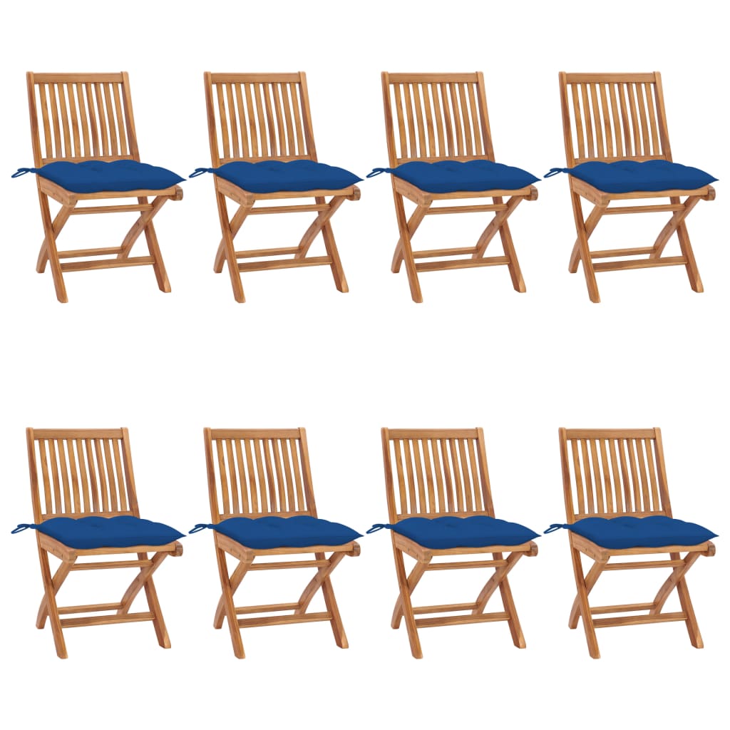 Tuinstoelen 8 st inklapbaar met kussens massief teakhout is nu te koop bij PeponiXL, paradijselijk wonen!