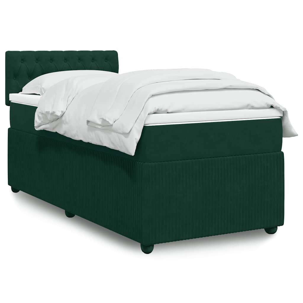 Boxspring met matras fluweel donkergroen 90x190 cm is nu te koop bij PeponiXL, paradijselijk wonen!