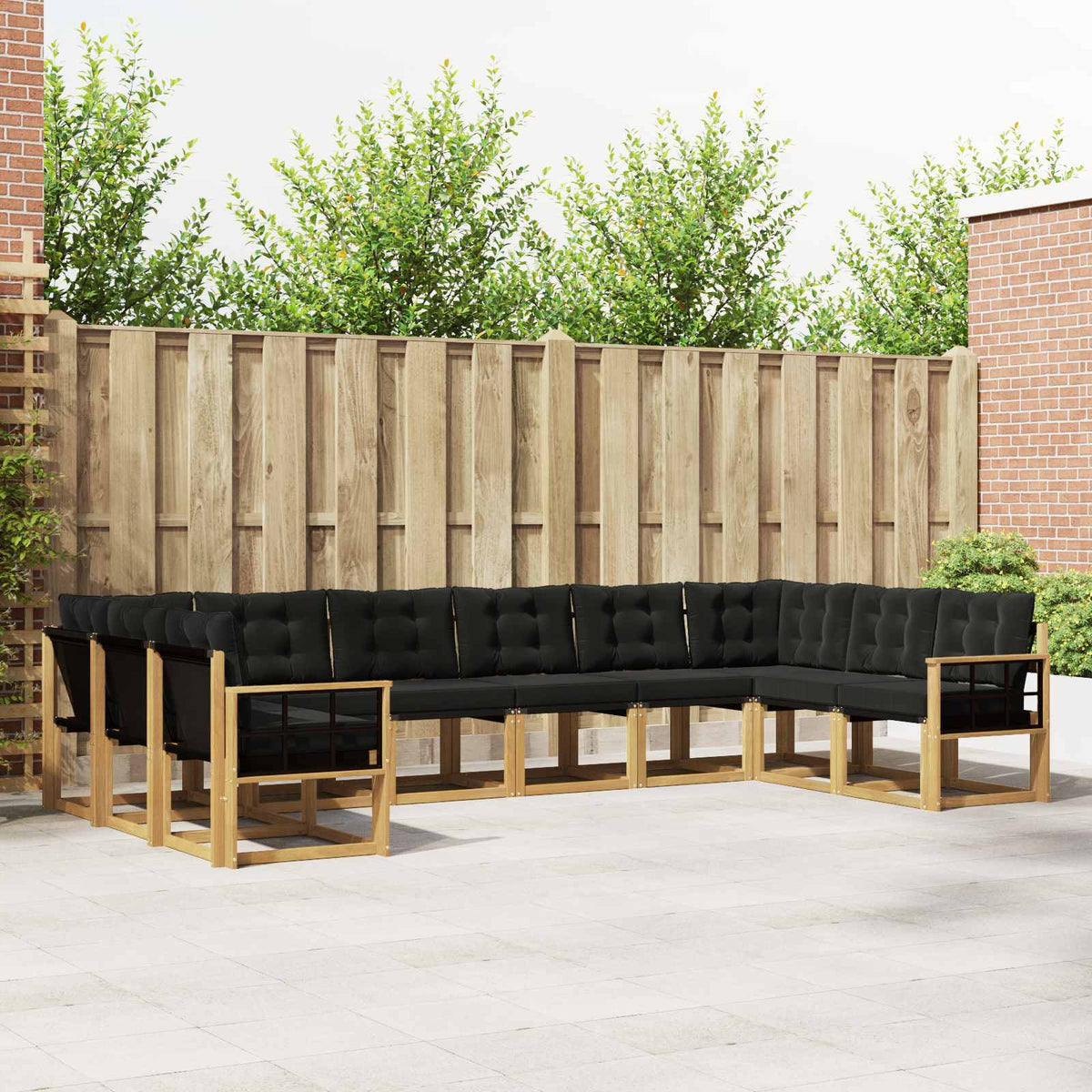 Buiten bankenset met kussen 10 pcs Wit en zwart is nu te koop bij PeponiXL, paradijselijk wonen!