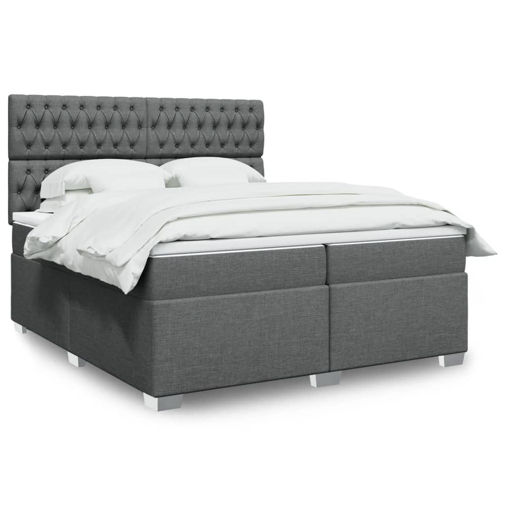 Boxspring met matras stof donkergrijs 200x200 cm is nu te koop bij PeponiXL, paradijselijk wonen!
