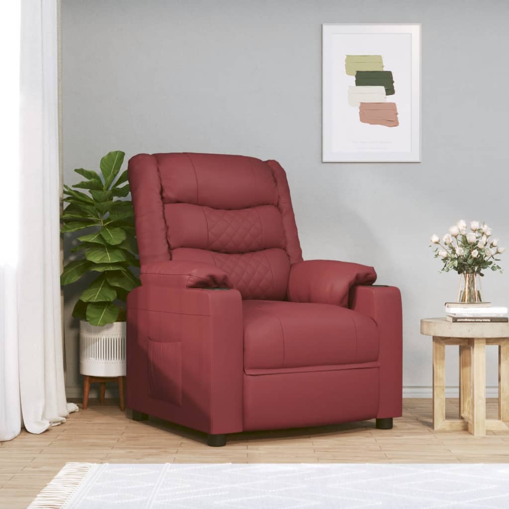 Fauteuil verstelbaar kunstleer wijnrood is nu te koop bij PeponiXL, paradijselijk wonen!