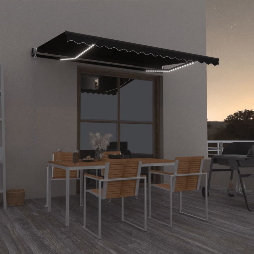 Luifel automatisch met LED en windsensor 400x350 cm antraciet is nu te koop bij PeponiXL, paradijselijk wonen!