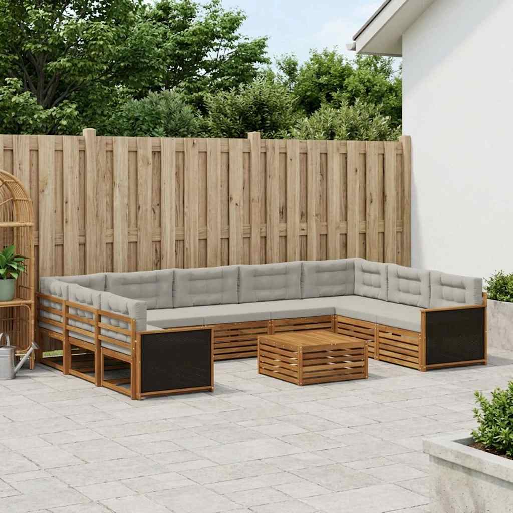 Buiten bankenset met kussen 10 pcs Naturel en lichtgrijs is nu te koop bij PeponiXL, paradijselijk wonen!