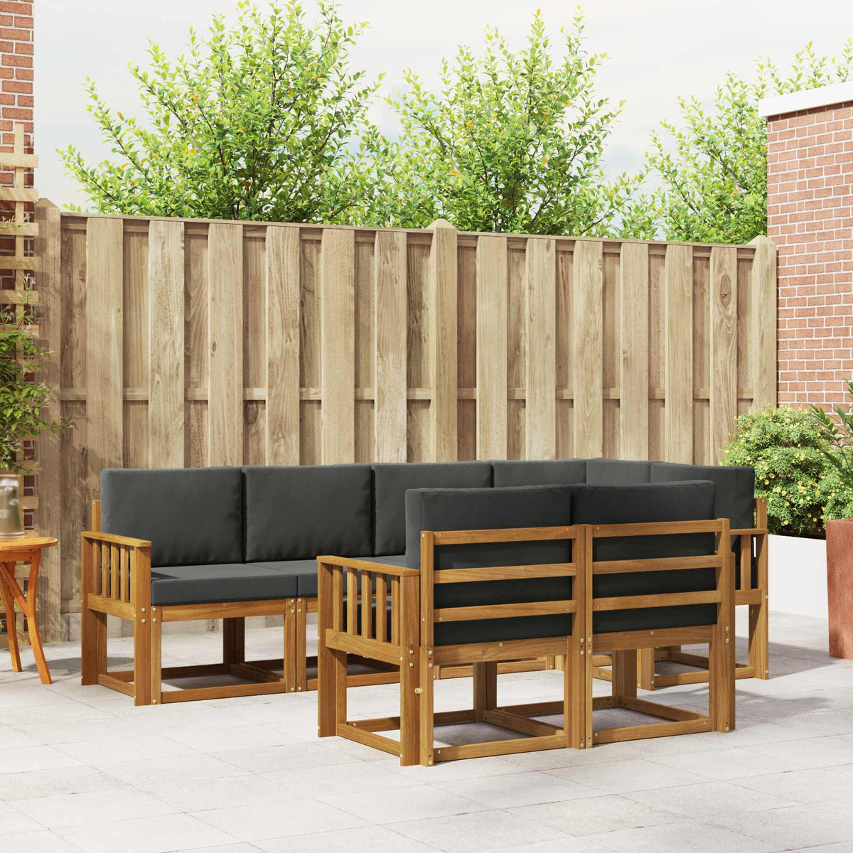 Buiten bankenset met kussen 7 pcs Natuurlijk en Antraciet is nu te koop bij PeponiXL, paradijselijk wonen!