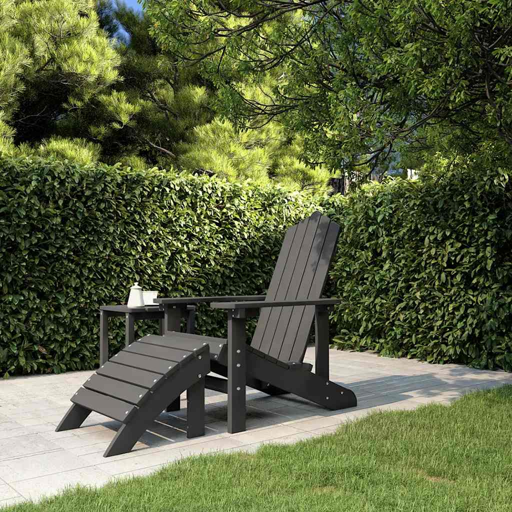 Tuinstoel Adirondack met voetenbank HDPE antracietkleurig is nu te koop bij PeponiXL, paradijselijk wonen!