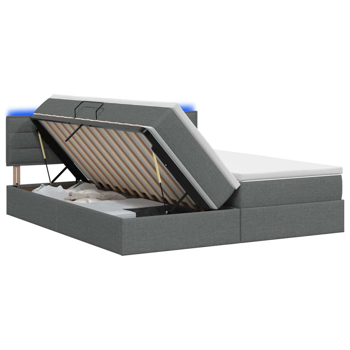 LED Opslagbed met Matras Donkergrijs 180 x 200 cm Stof is nu te koop bij PeponiXL, paradijselijk wonen!