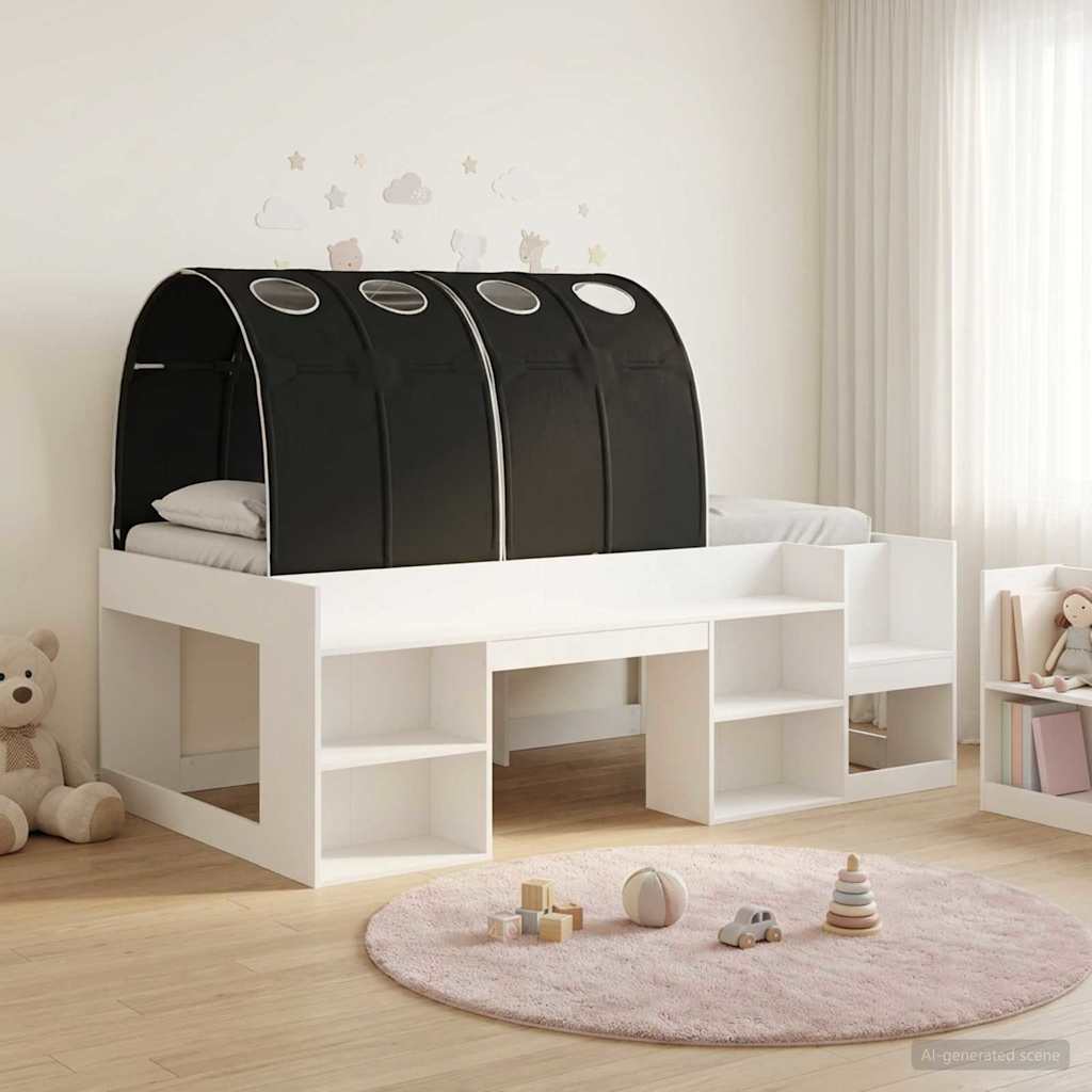 Hoge Bedframe voor Kinderen met Opslag 3 st Wit en zwart is nu te koop bij PeponiXL, paradijselijk wonen!