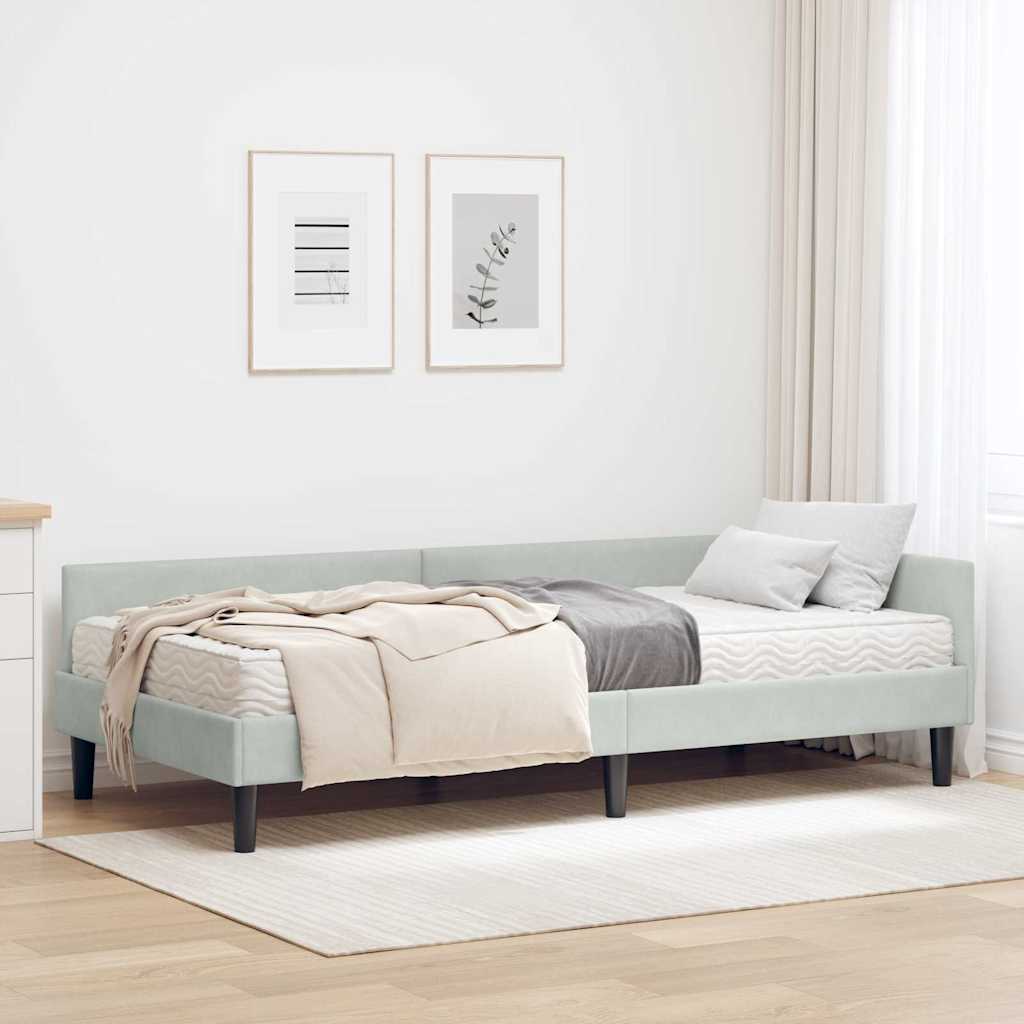 Hoekbedframe met Matras Anders 2 pcs Lichtgrijs Fluweel is nu te koop bij PeponiXL, paradijselijk wonen!