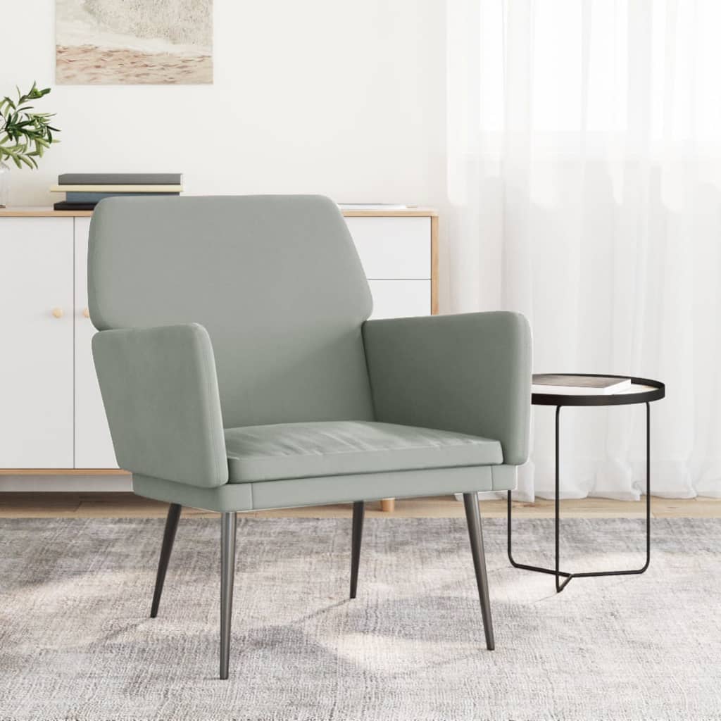 Fauteuil 62x79x79 cm fluweel lichtgrijs is nu te koop bij PeponiXL, paradijselijk wonen!