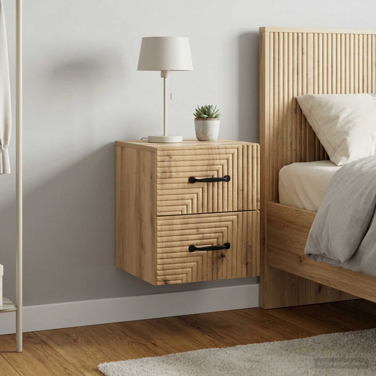 Wandbeugel Bedkast 2 pcs Artisanaal eiken 34,5 x 33 x 40 cm is nu te koop bij PeponiXL, paradijselijk wonen!