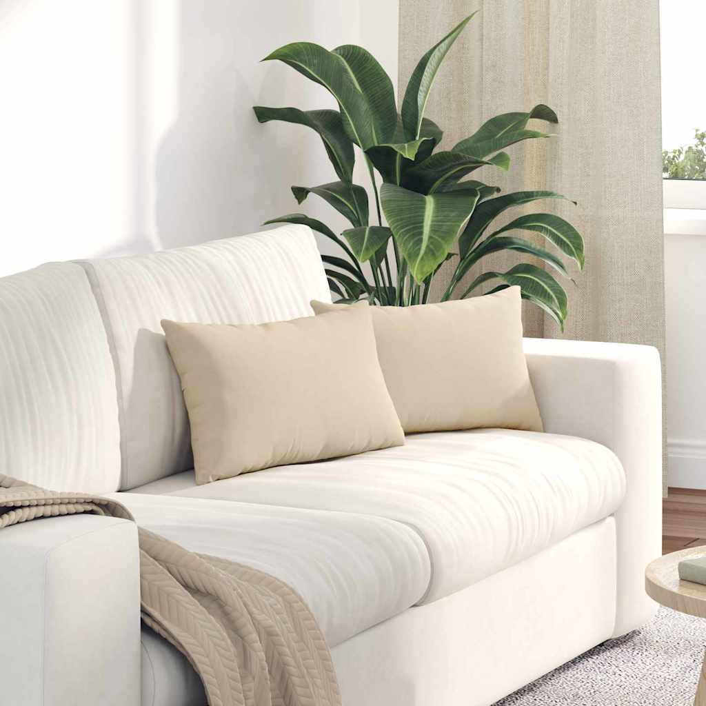 Sofa Kussens 2 stuks Crème 50 x 30 cm Stof is nu te koop bij PeponiXL, paradijselijk wonen!