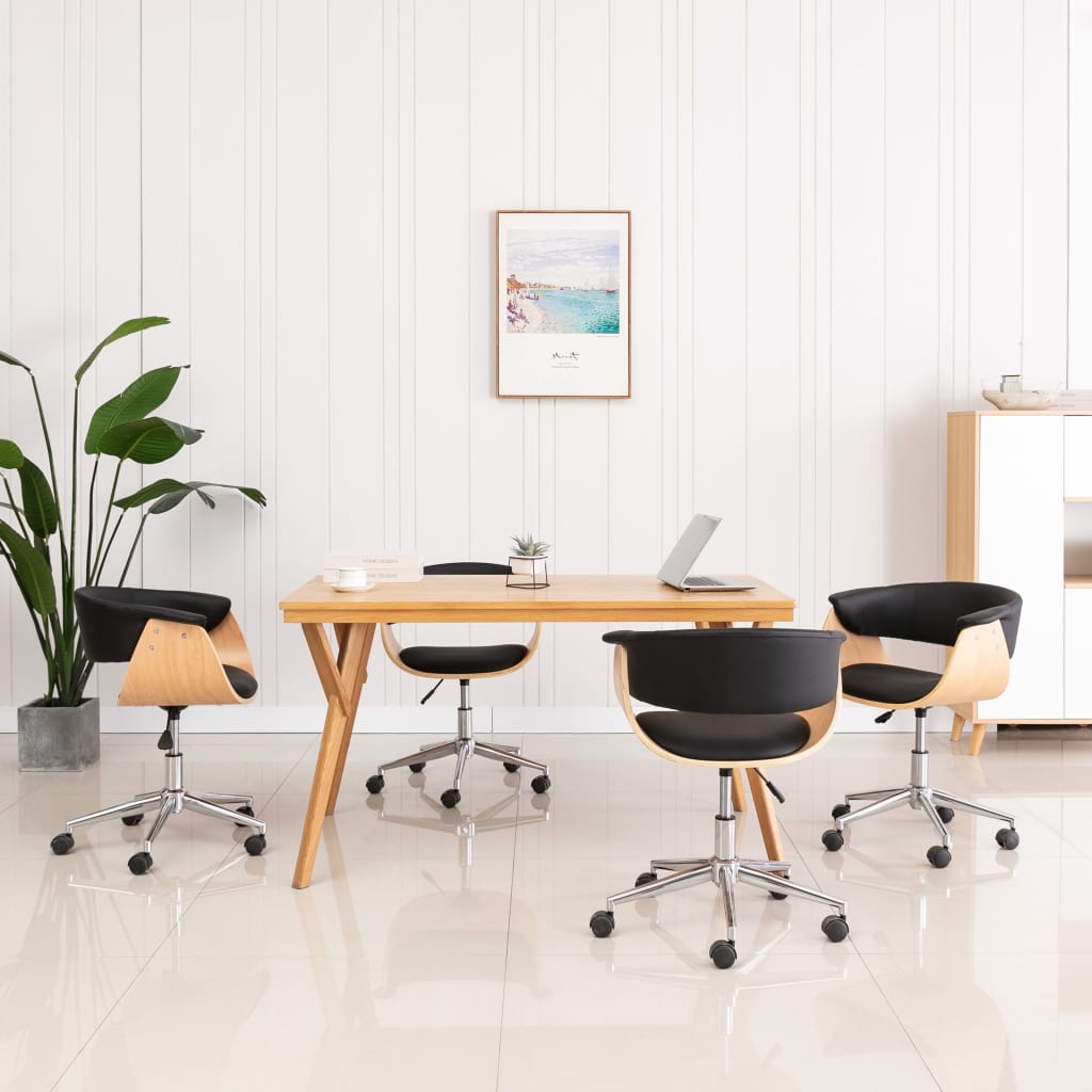 Eetkamerstoelen draaibaar 4 st kunstleer zwart is nu te koop bij PeponiXL, paradijselijk wonen!