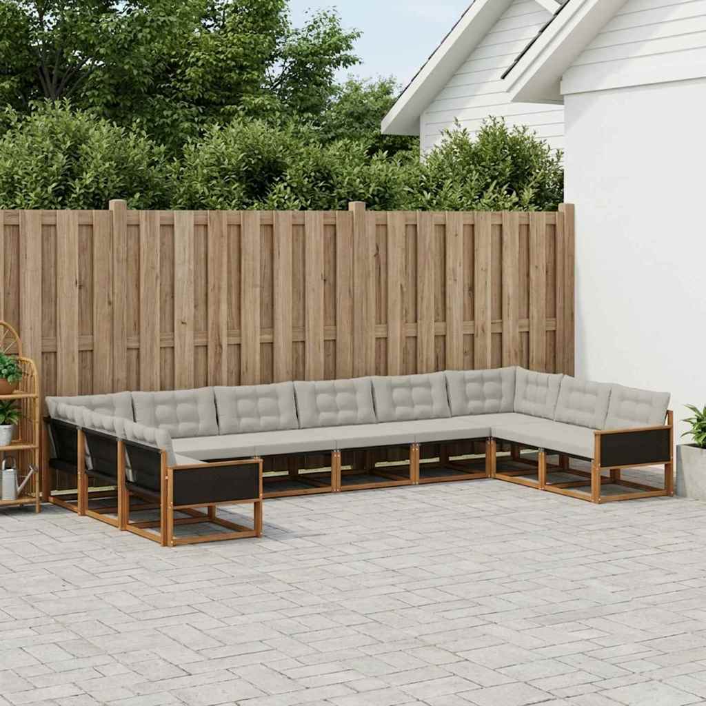 Buiten bankenset met kussen 10 pcs Naturel en lichtgrijs is nu te koop bij PeponiXL, paradijselijk wonen!