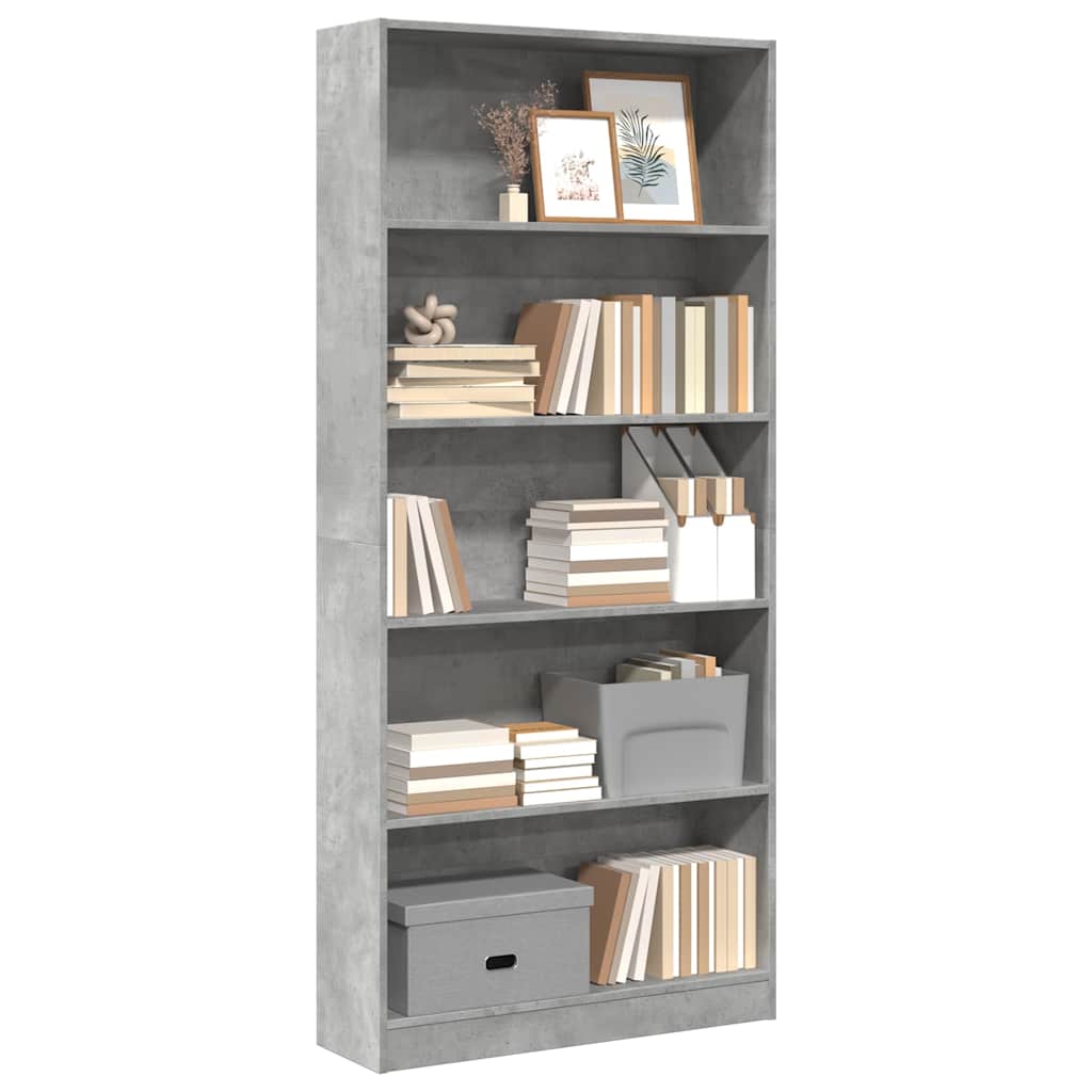 Boekenkast 80x24x176 cm bewerkt hout betongrijs is nu te koop bij PeponiXL, paradijselijk wonen!