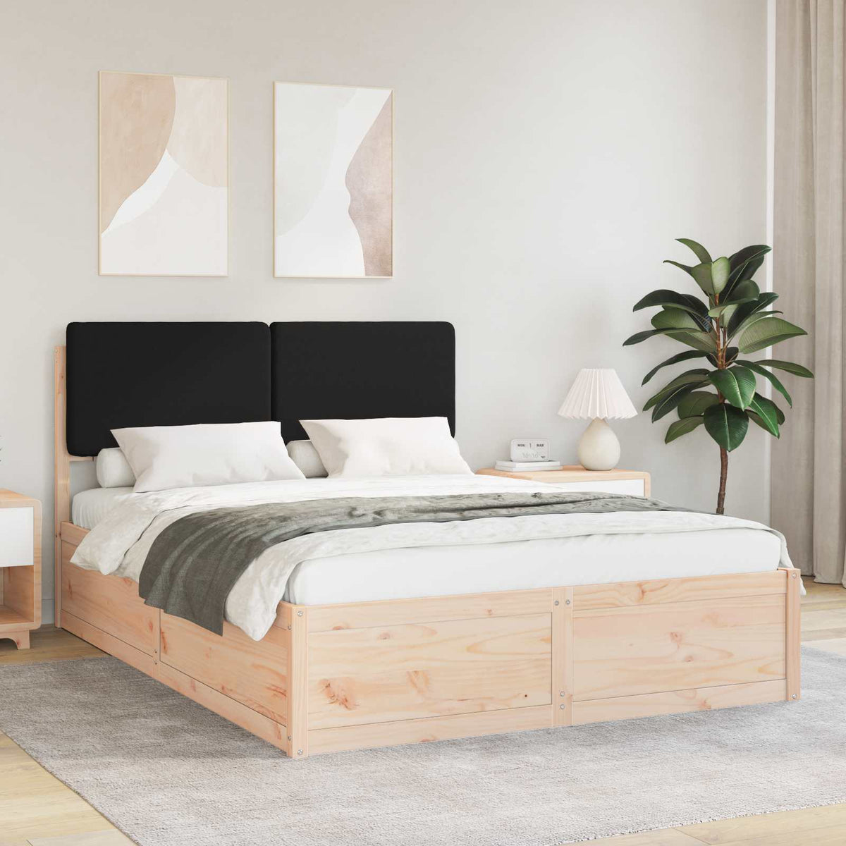 Bedframe met Gevoerd Hoofdgedeelte Zwart 140 x 190 cm is nu te koop bij PeponiXL, paradijselijk wonen!