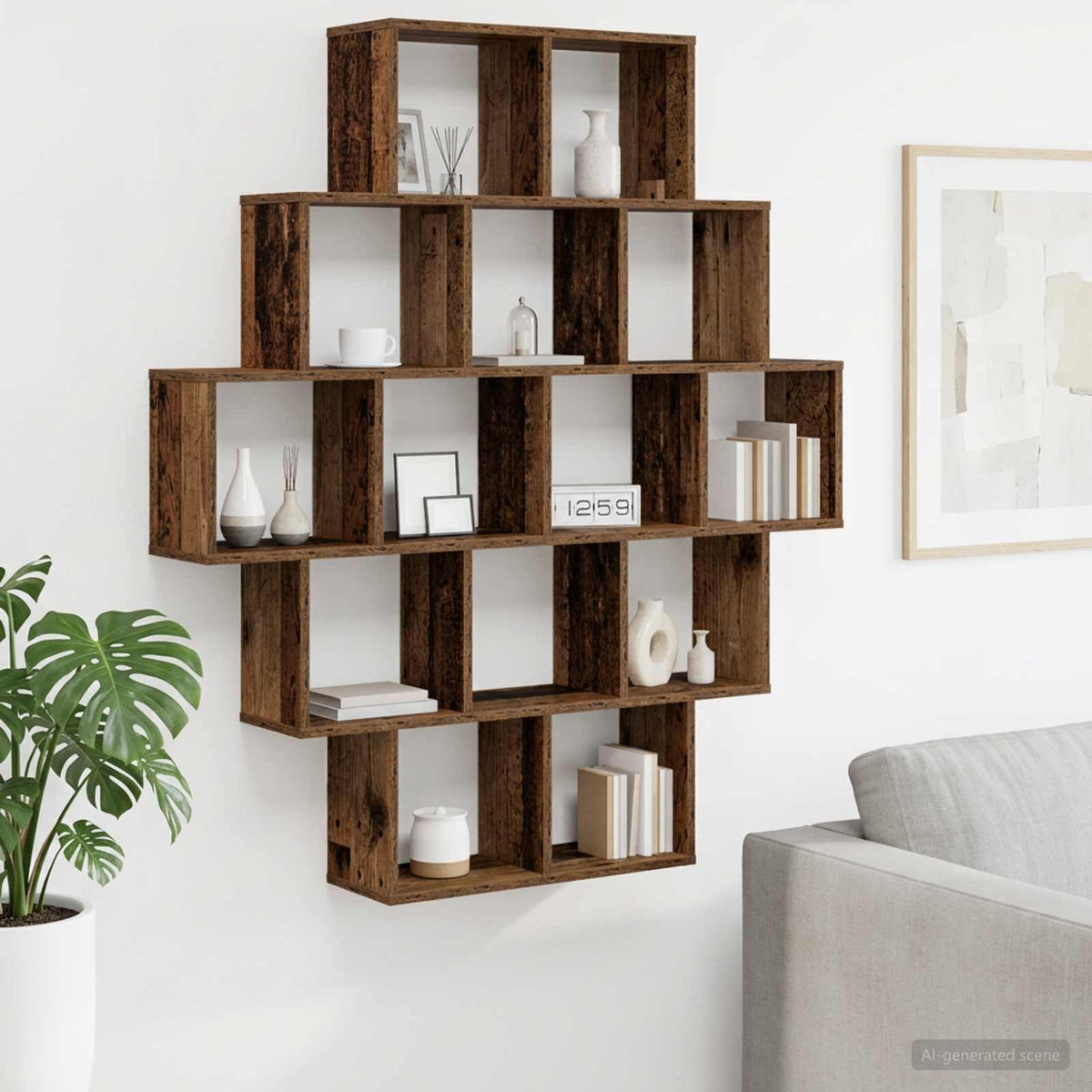 Wandplank Oud hout 120 x 20 x 136 cm Bewerkt hout is nu te koop bij PeponiXL, paradijselijk wonen!