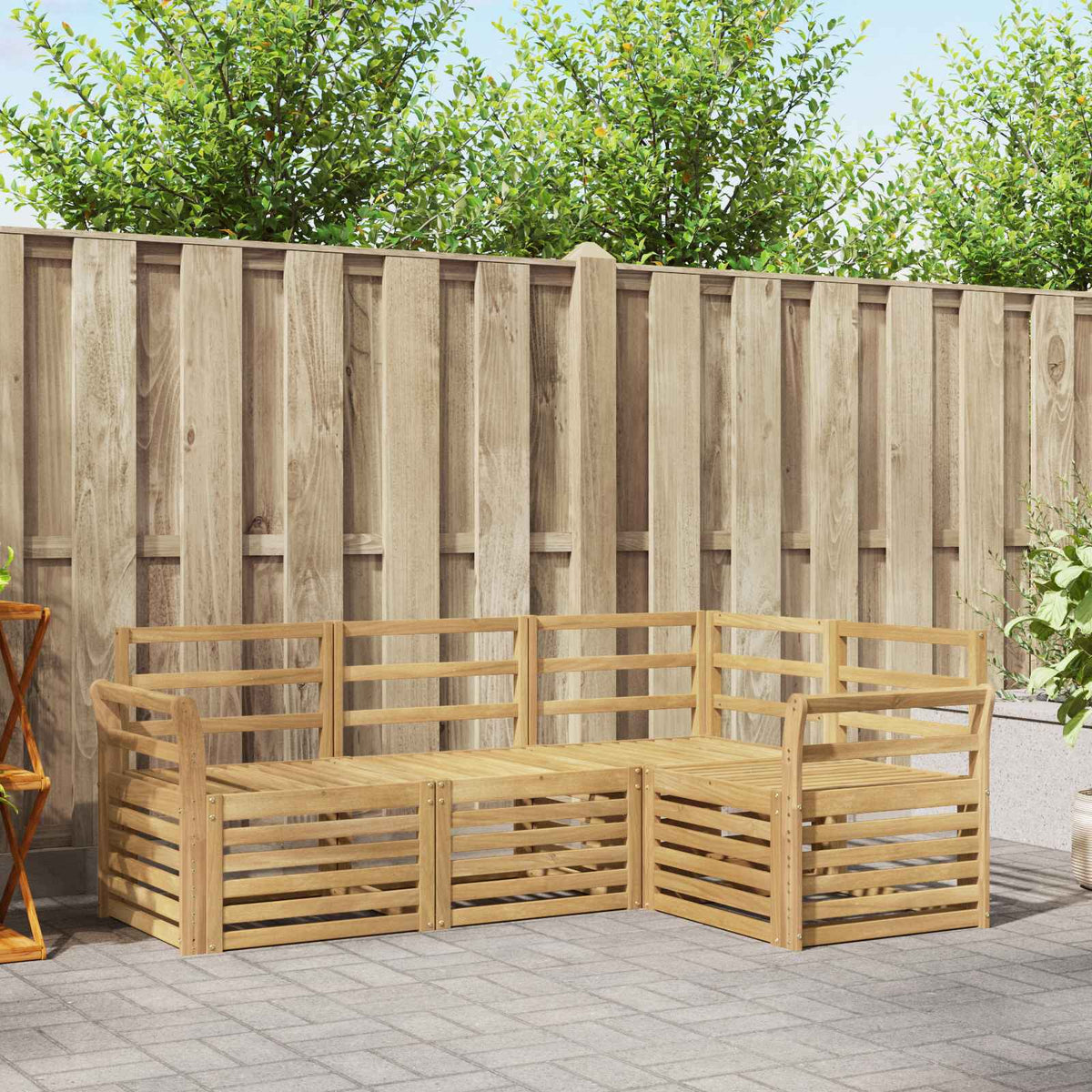 Sofa-Sets 4 pcs Wit 190 x 130,5 x 73 cm Massief Acaciahout is nu te koop bij PeponiXL, paradijselijk wonen!