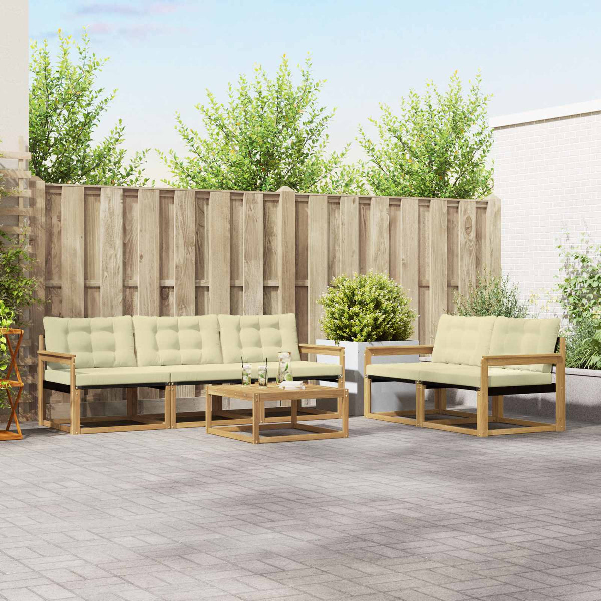 Buiten bankenset 6 pcs Wit en crèmekleurig 79 x 79 x 37 cm is nu te koop bij PeponiXL, paradijselijk wonen!